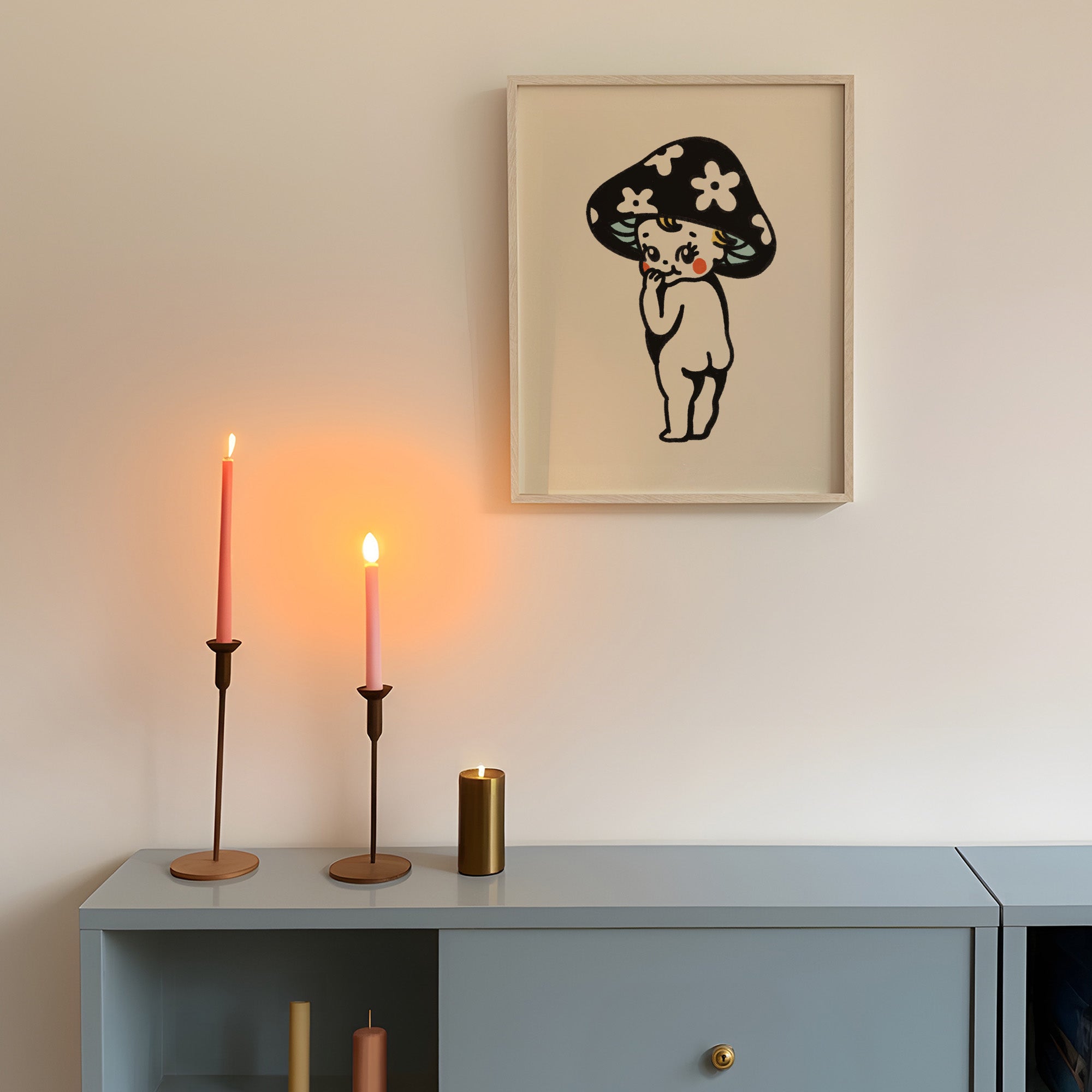 mushroom kewpie art print