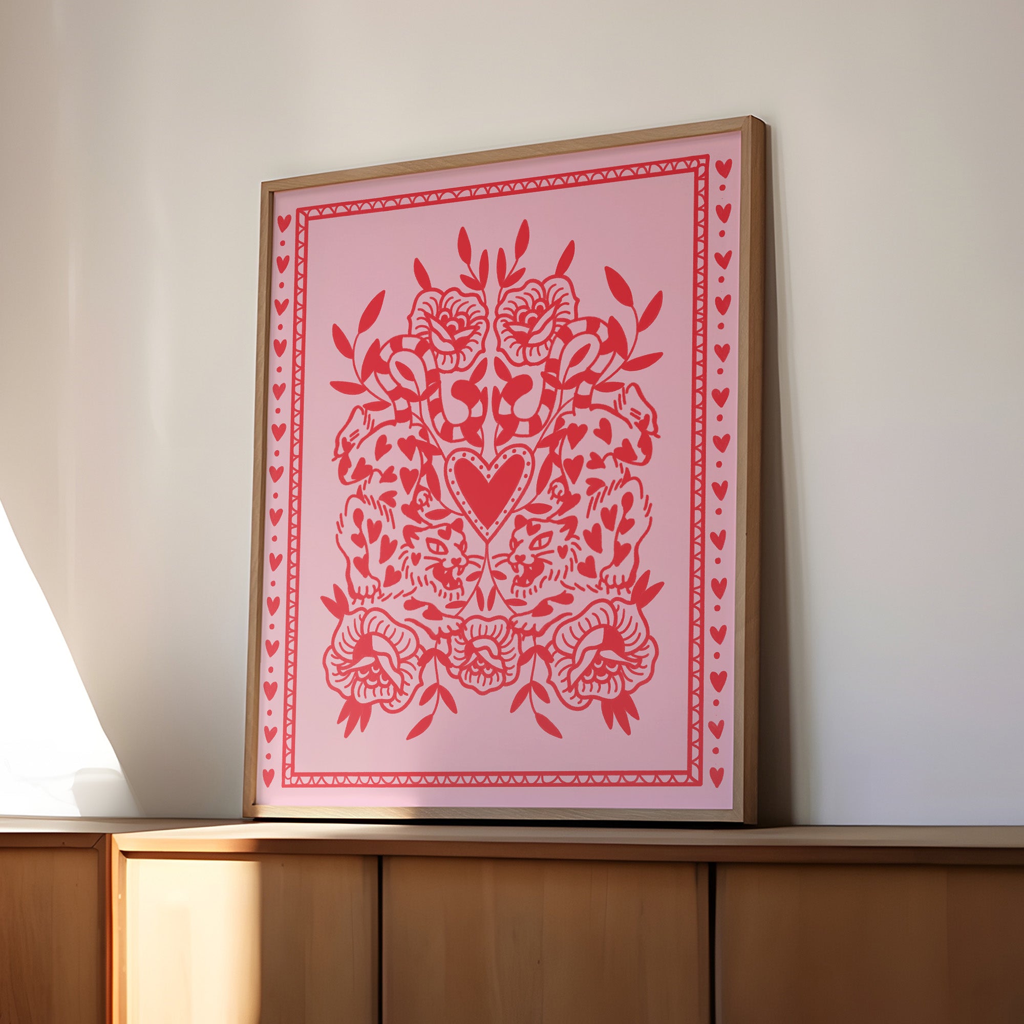 pink lovecats art print