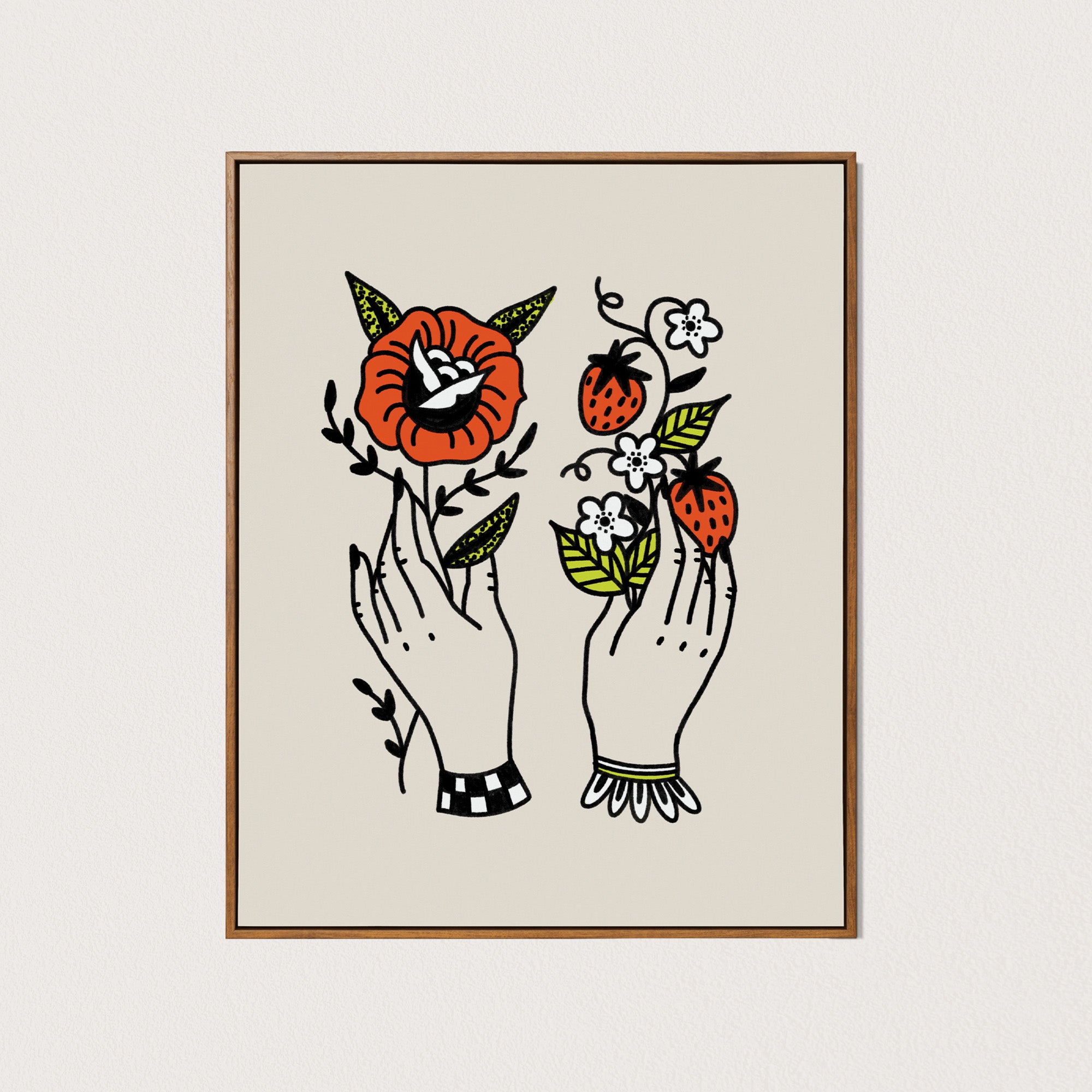 strawberry hands art print