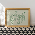 4 cats art print - green