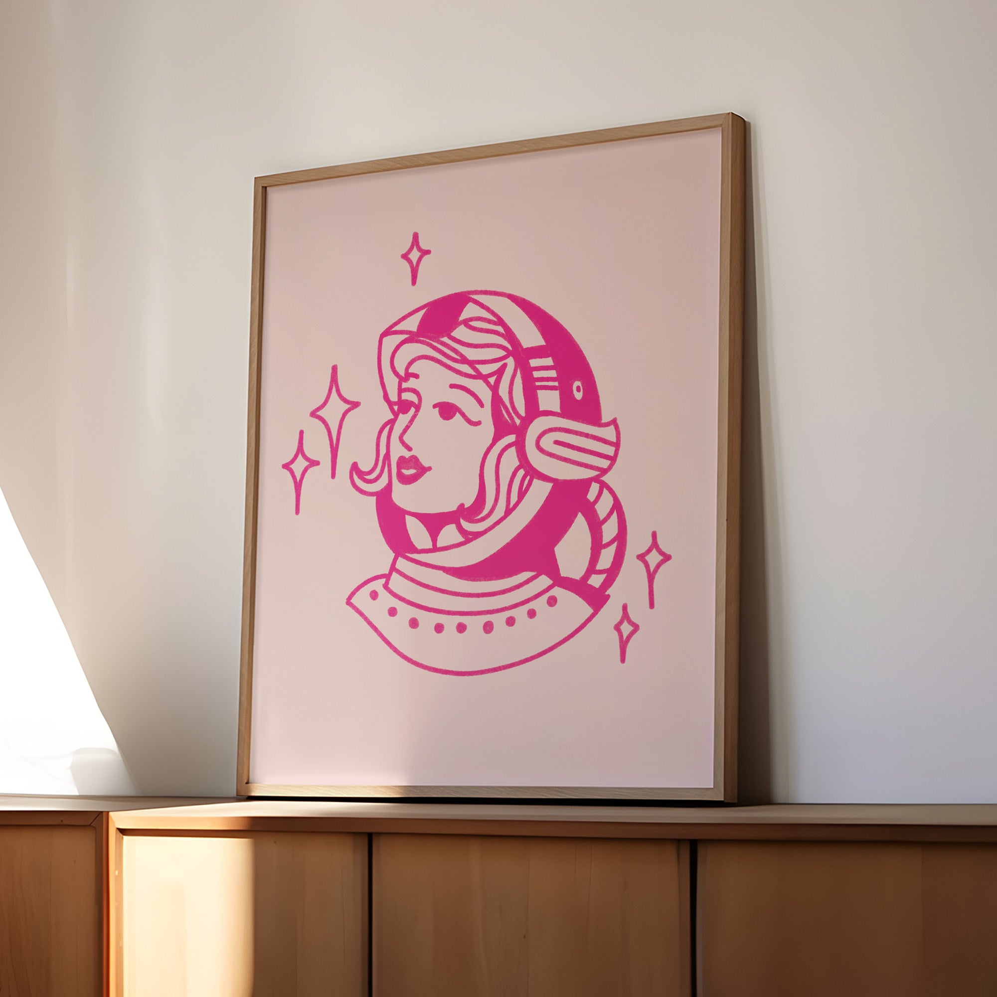 space girl art print - pink