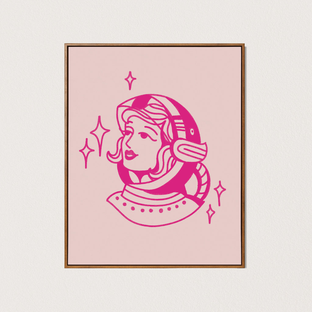 space girl art print - pink