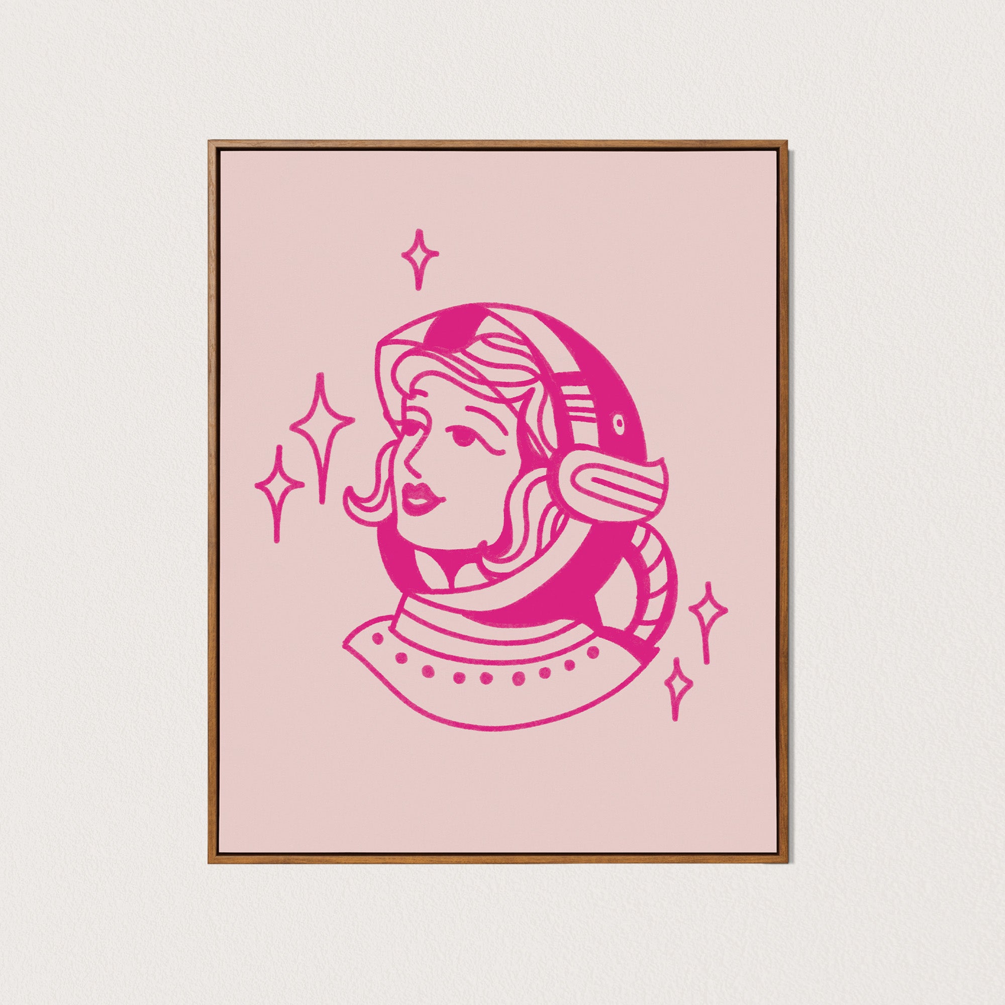 space girl art print - pink