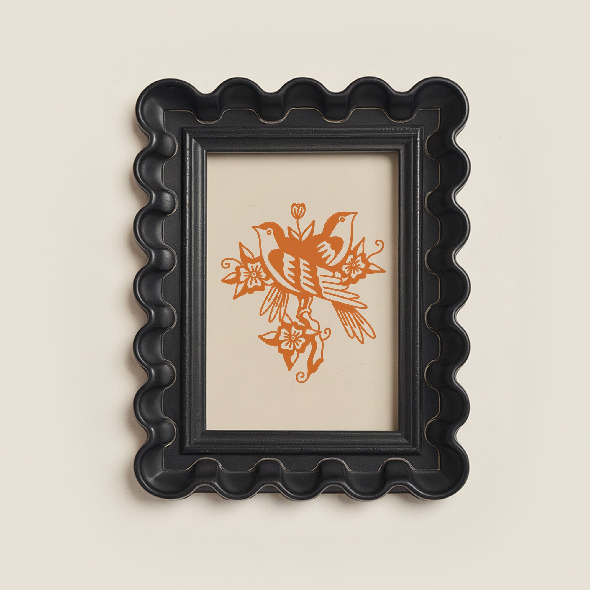blackbirds art print - orange