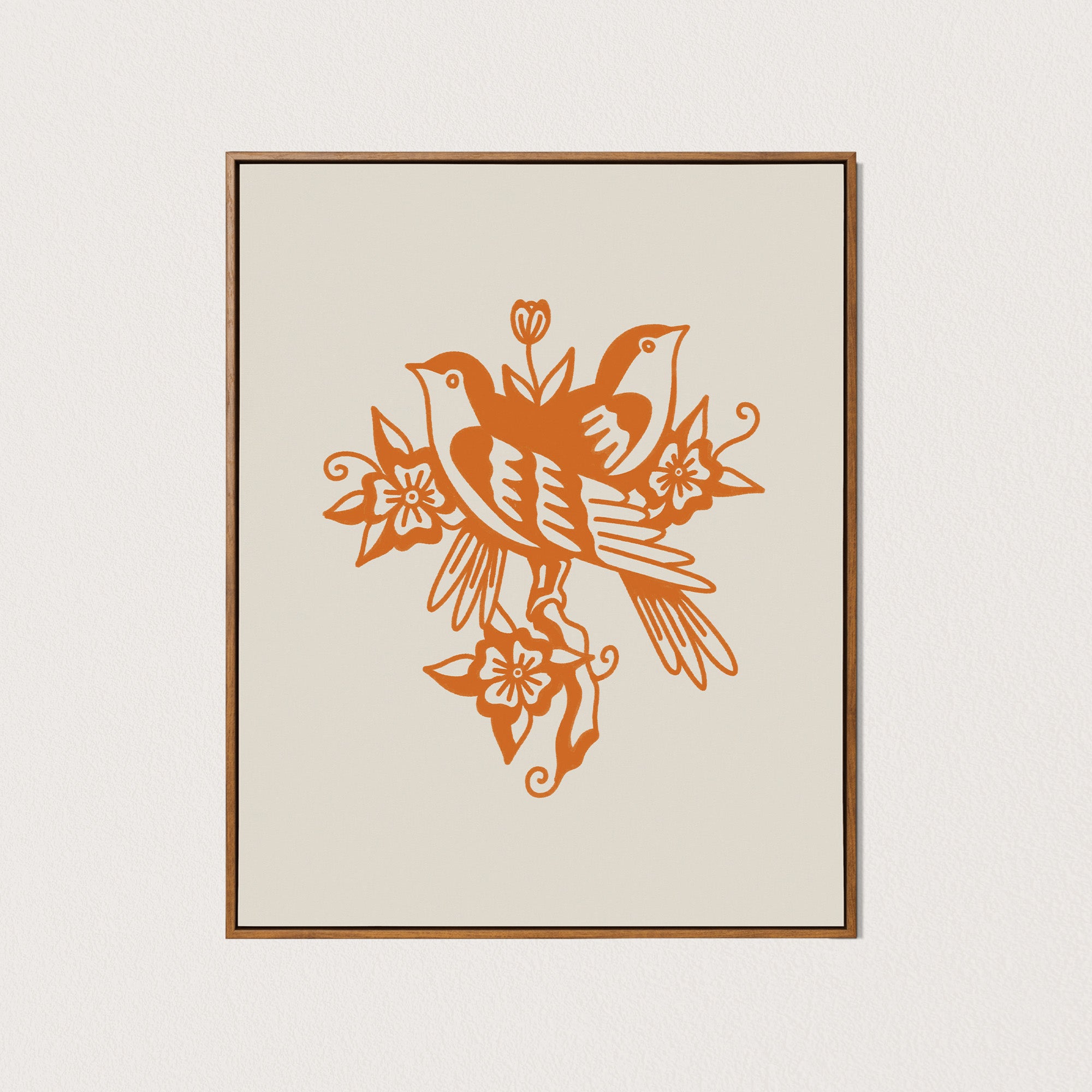 blackbirds art print - orange
