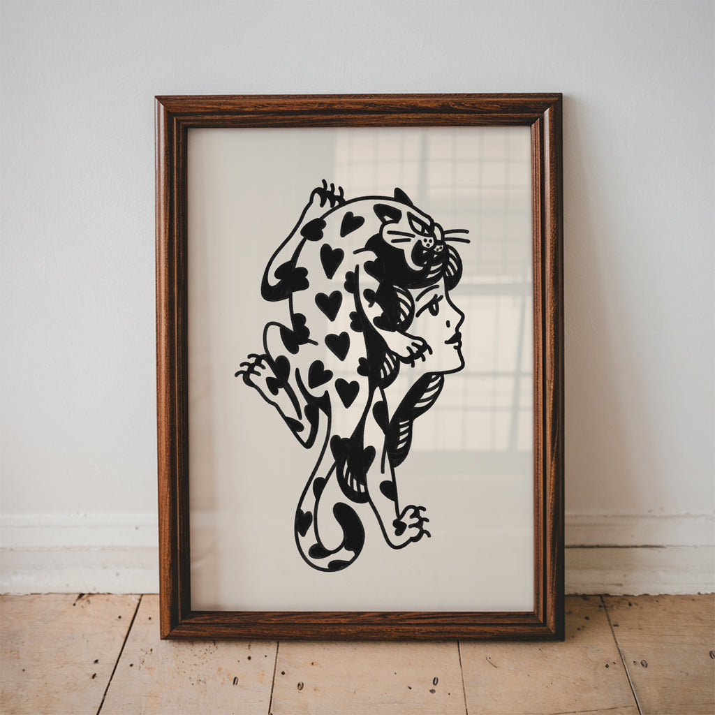 lovecat lady art print