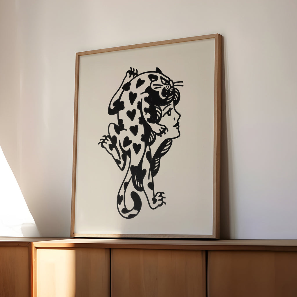 lovecat lady art print