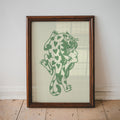 lovecat lady art print - green