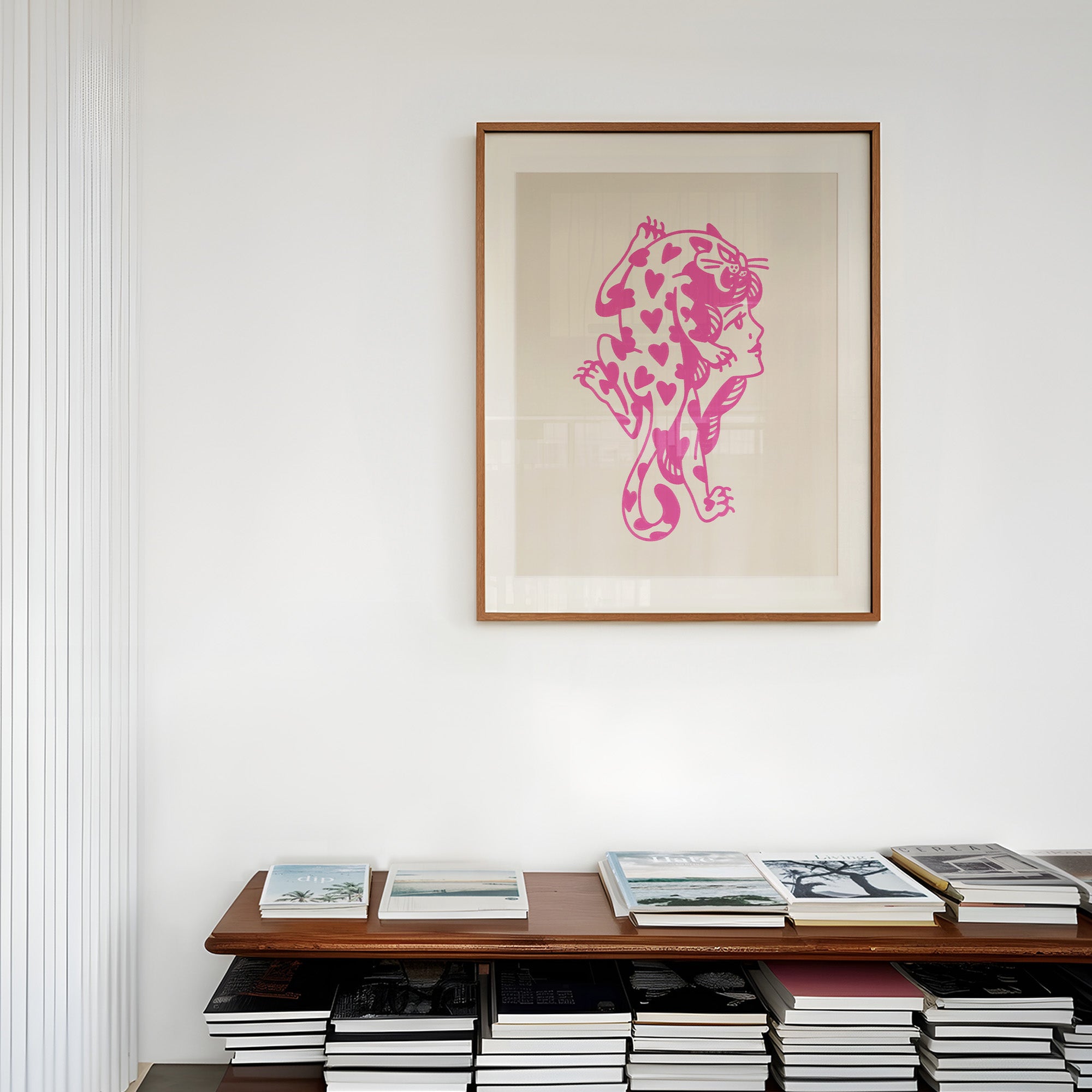 lovecat lady art print - pink