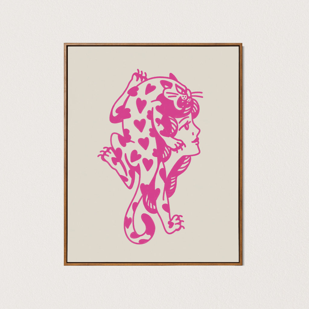 lovecat lady art print - pink