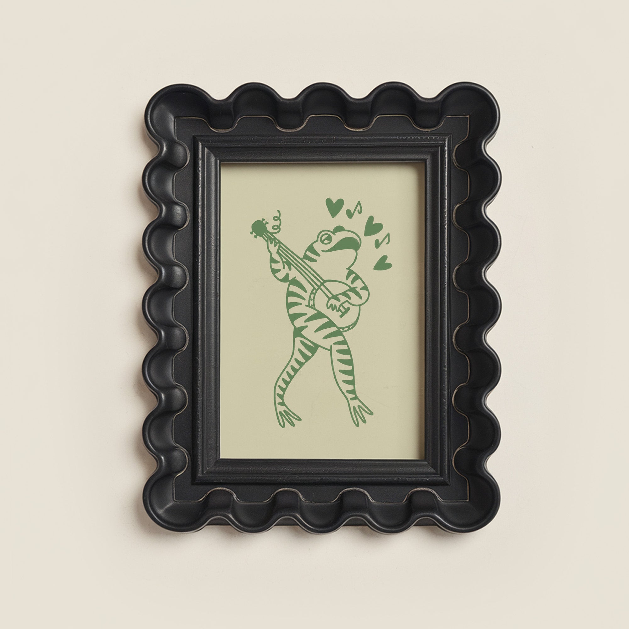 banjo frog art print - green