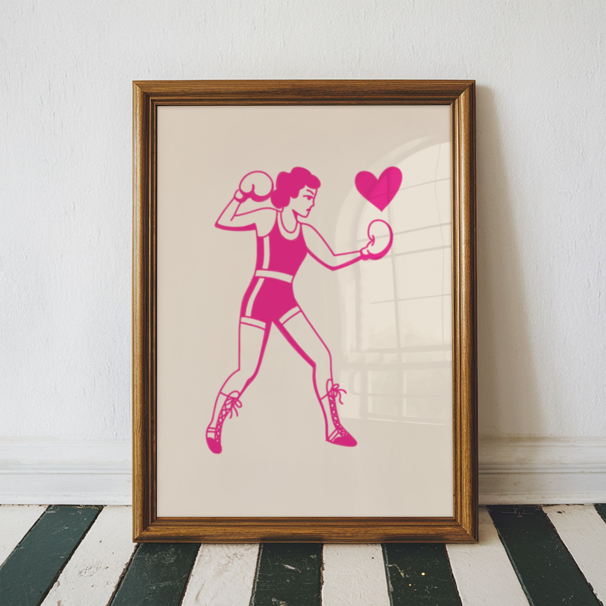 love boxer art print - pink