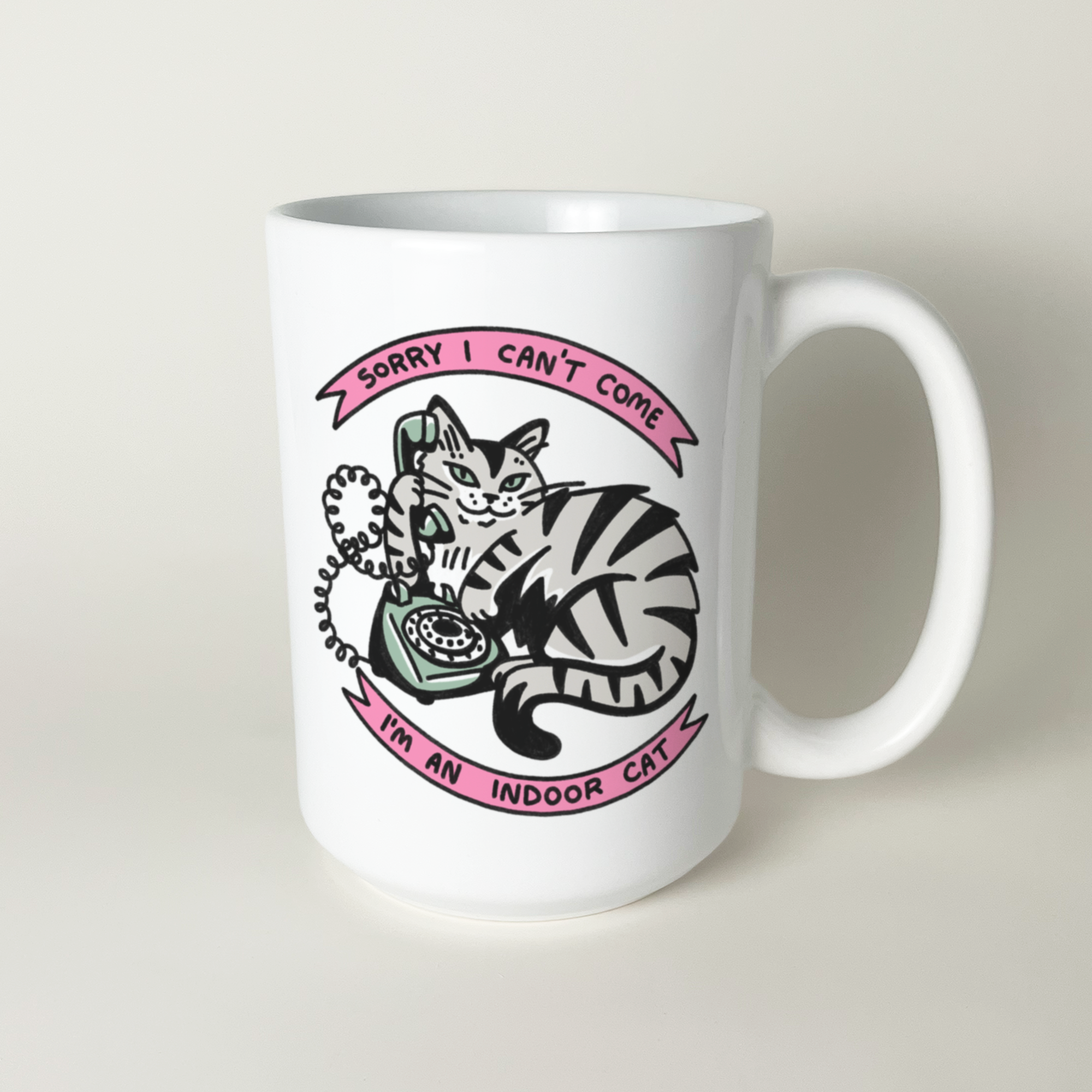 indoor cat mug - grey