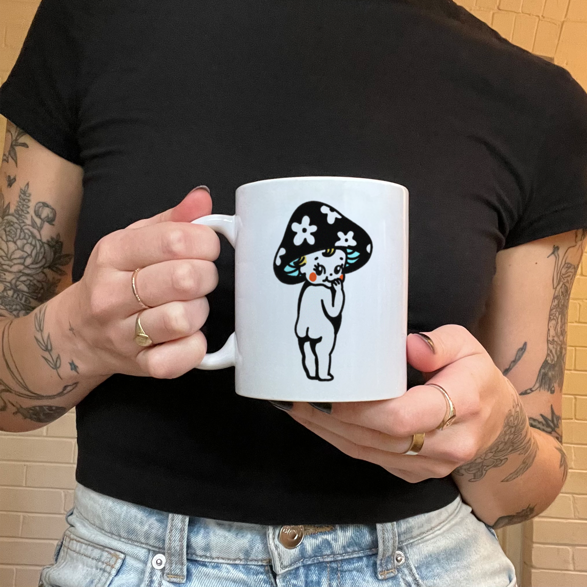 mushroom kewpie mug