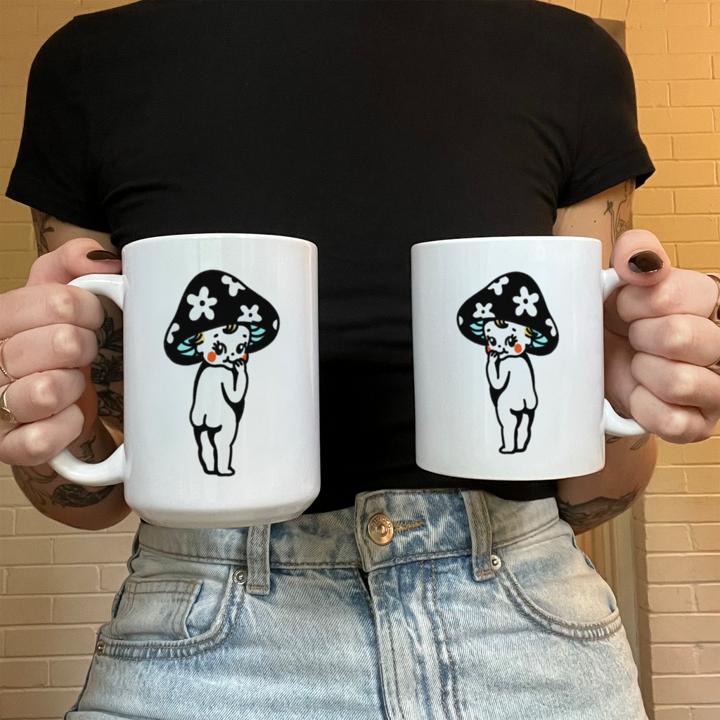 mushroom kewpie mug