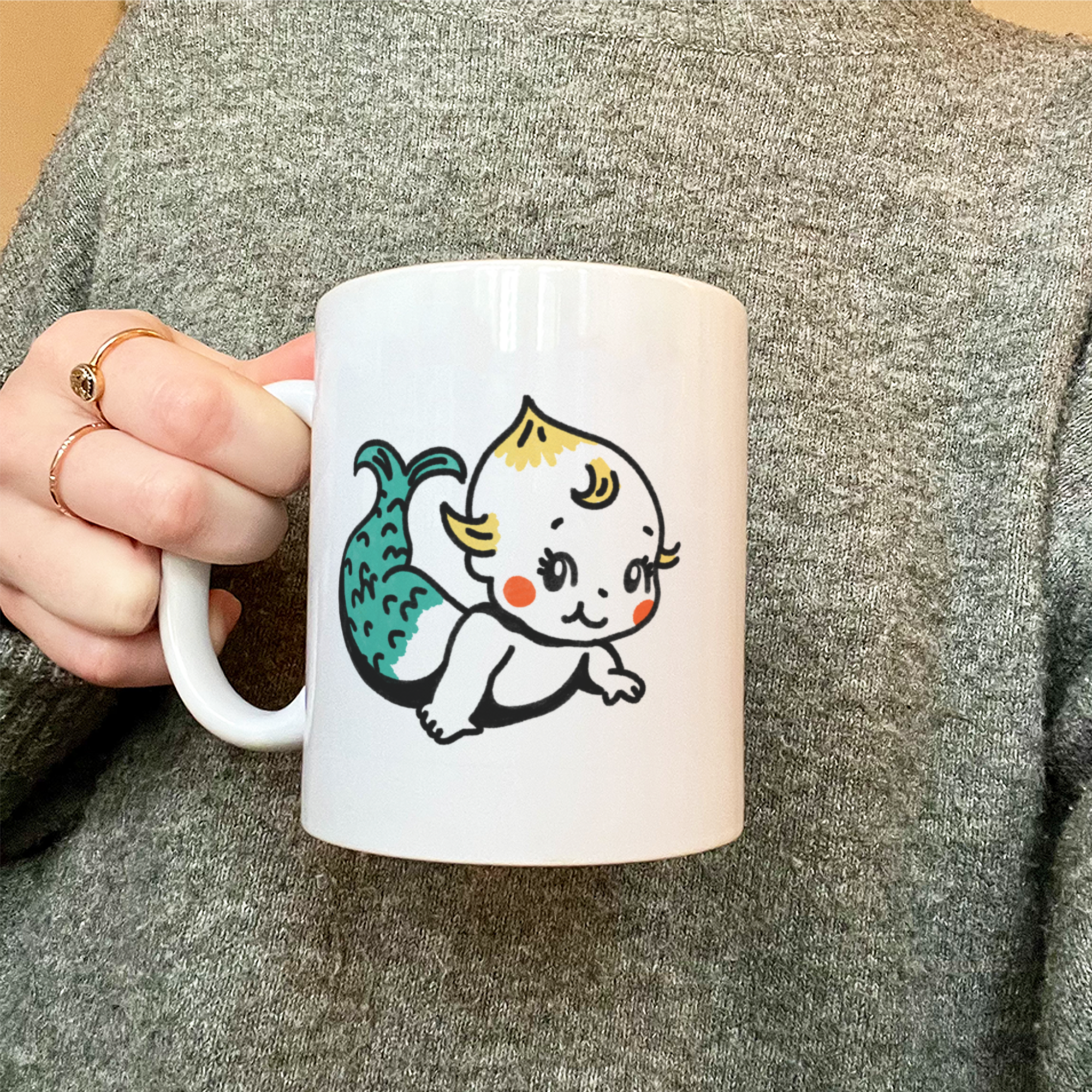mermaid kewpie mug