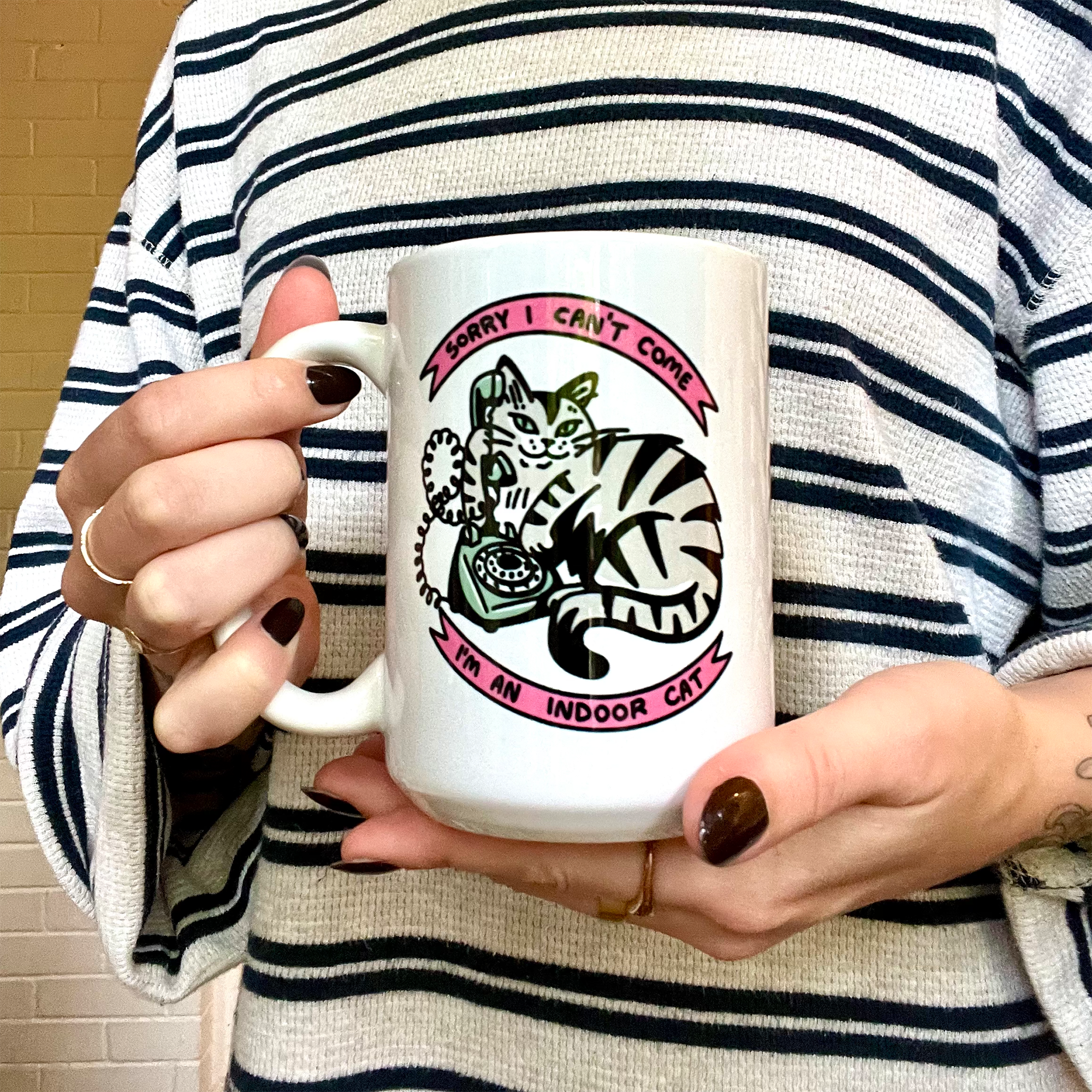 indoor cat mug - grey