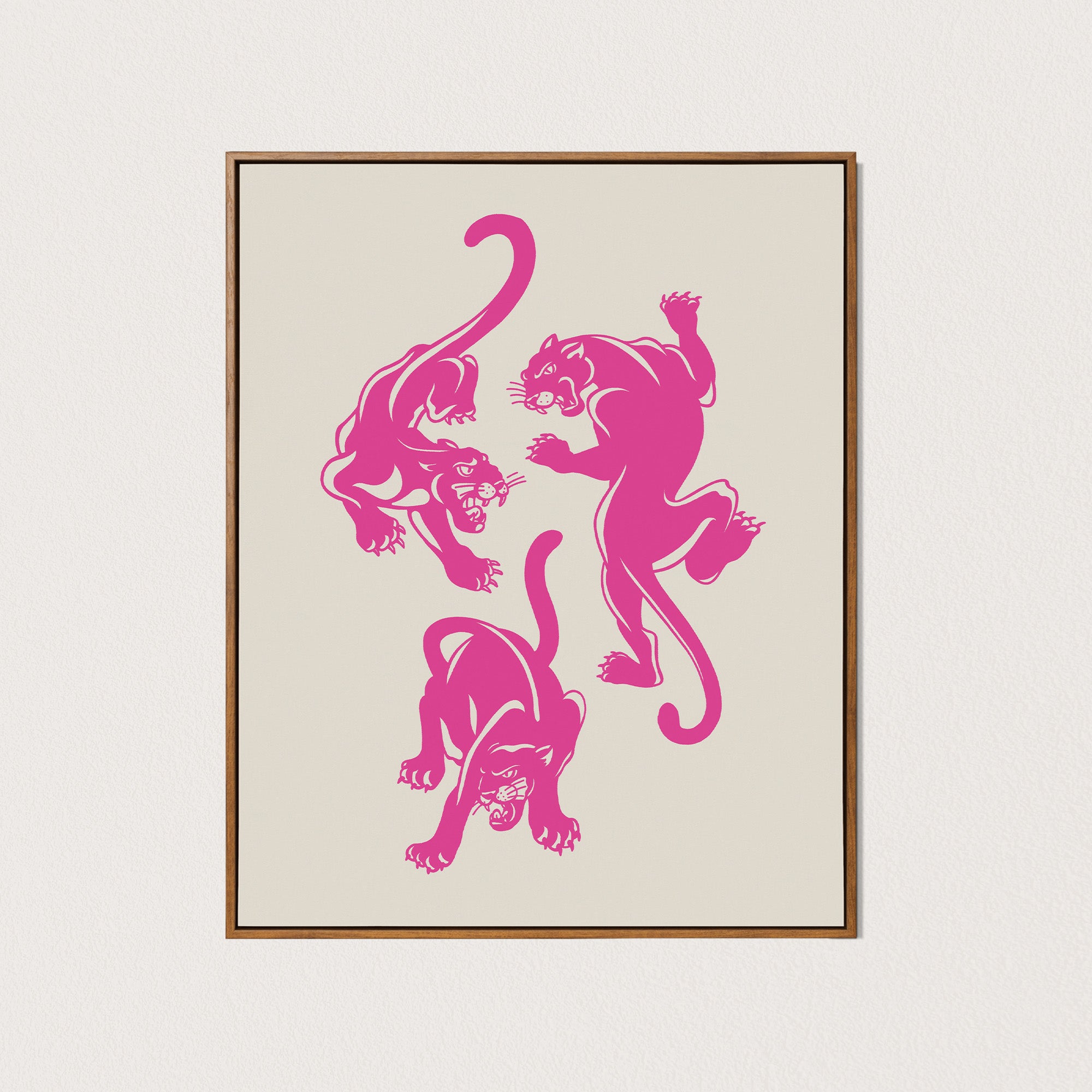 3 panthers art print - pink