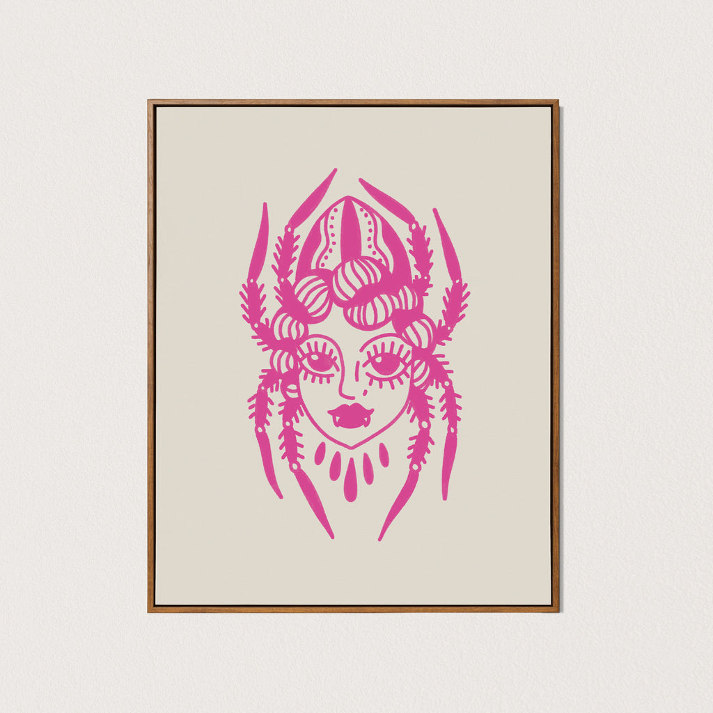 spider gal art print - pink