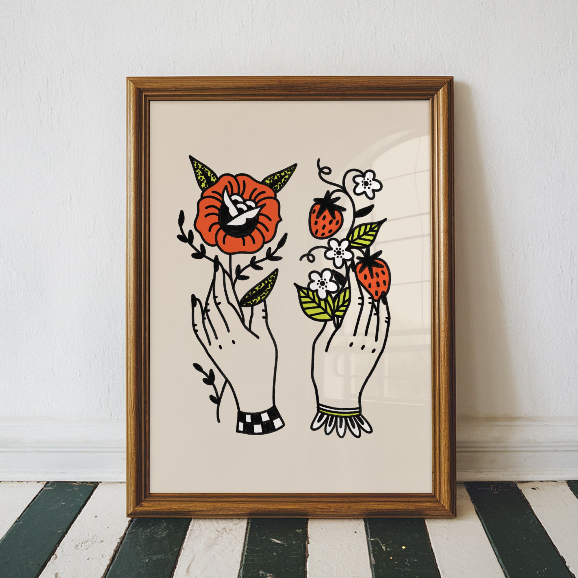 strawberry hands art print