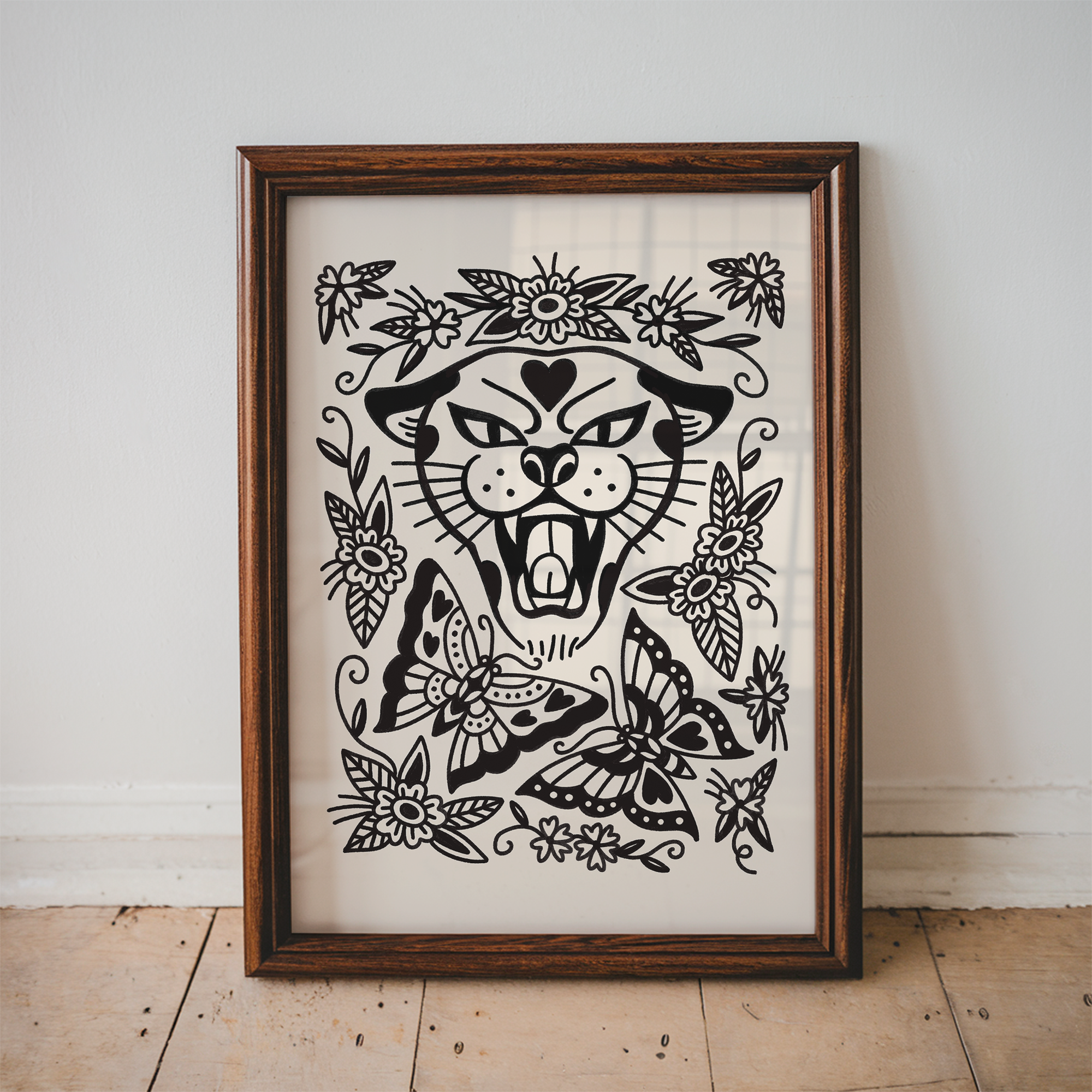 cat butterfly art print