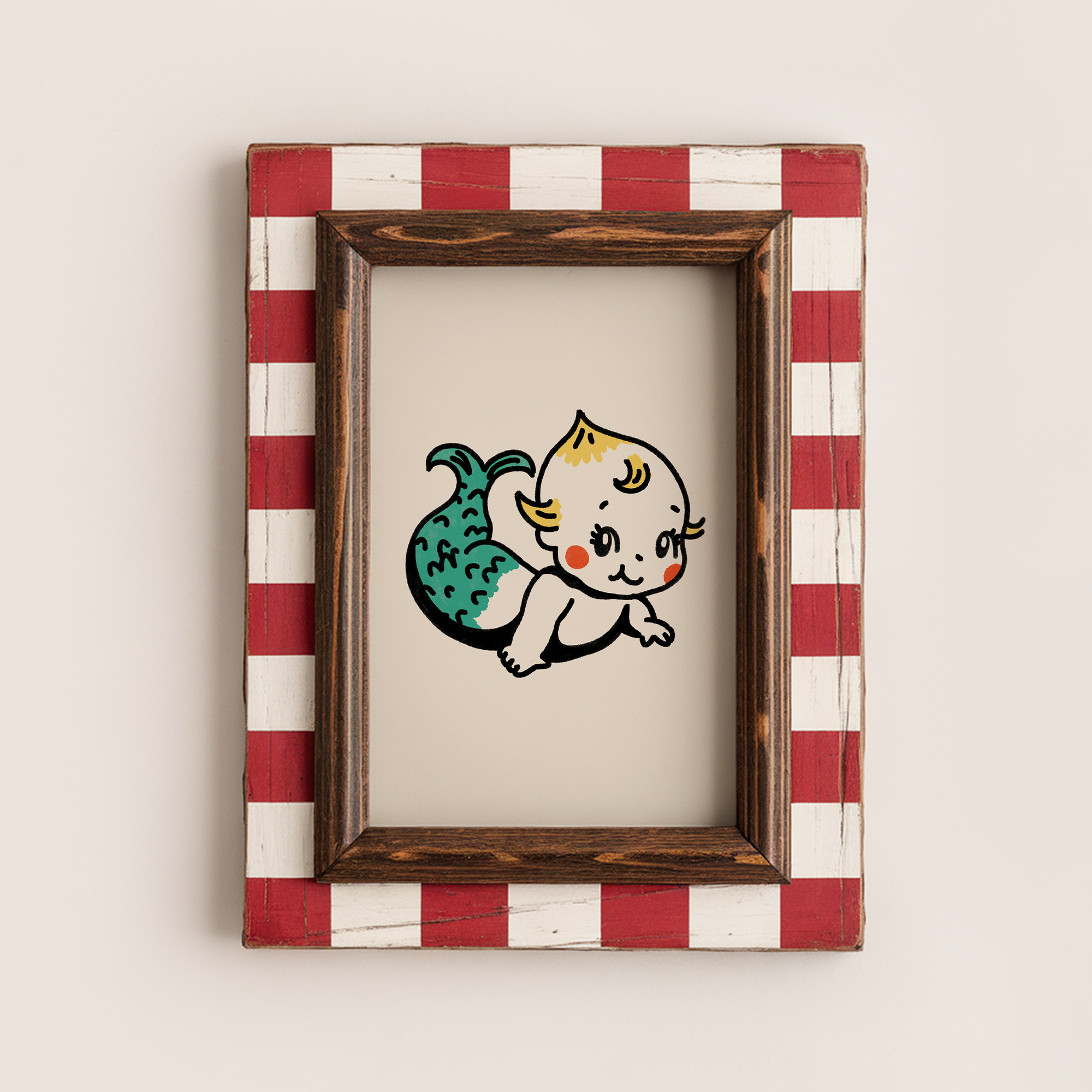 kewpie mermaid art print
